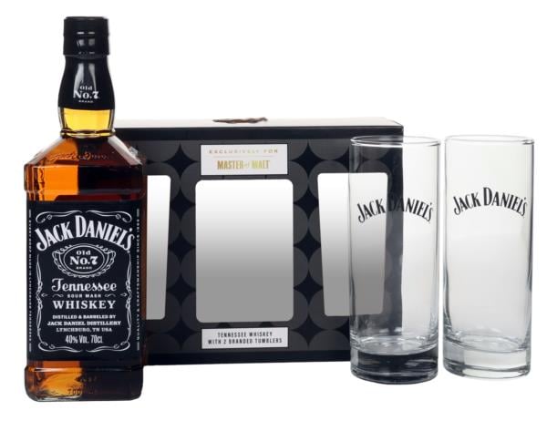 Jack Daniels Gift Set with 2x Highball Glasses Tennessee Whiskey