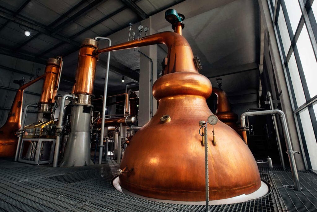 Pot stills used to make Indian whisky