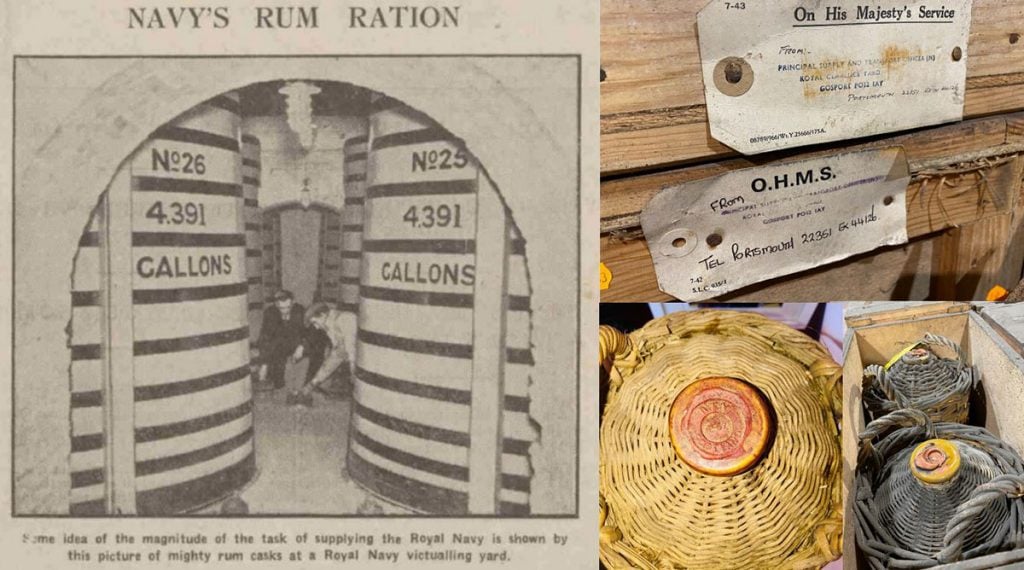 The original pre-1970 British Navy Rum flagons